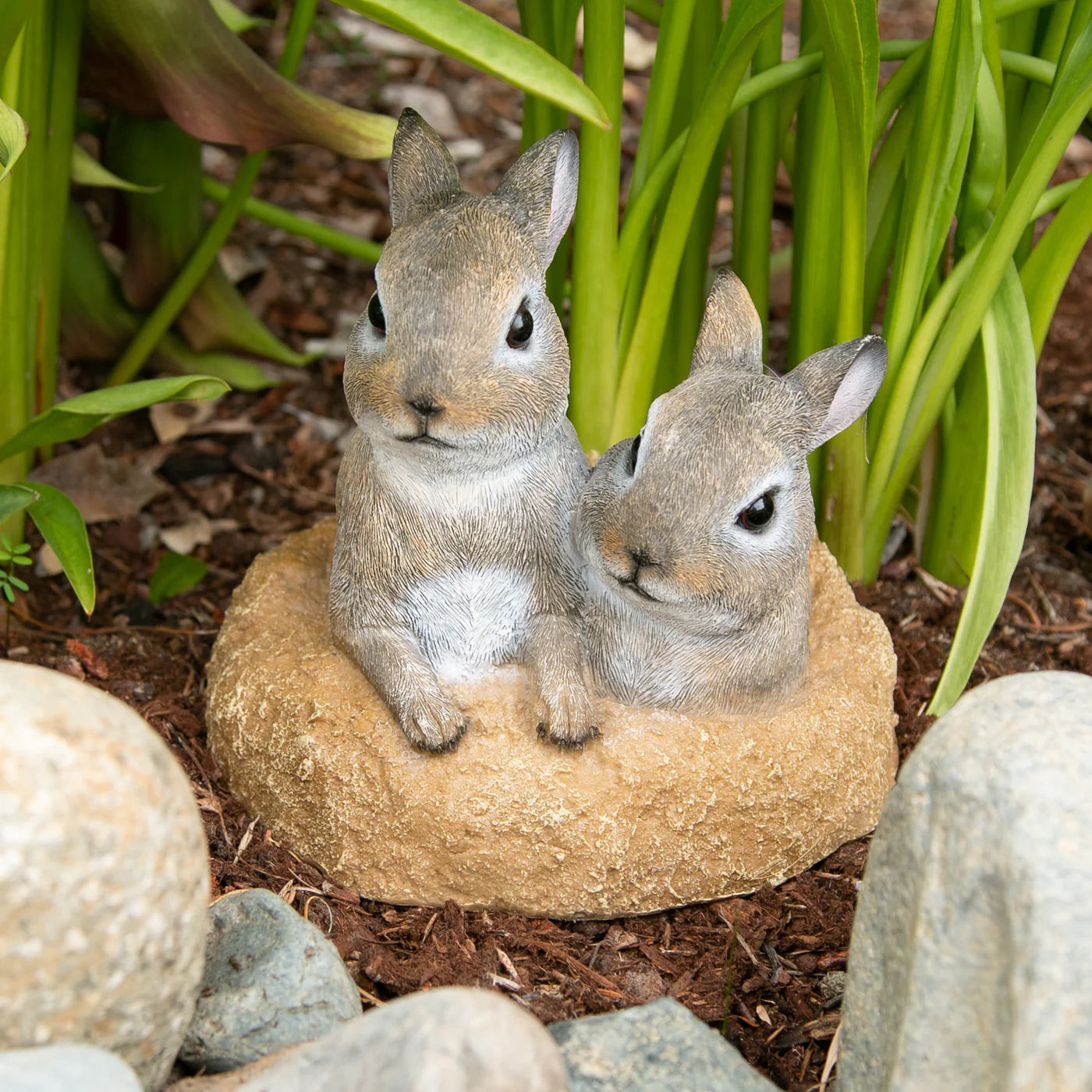 Peek A Boo Bunnies Garden Statue