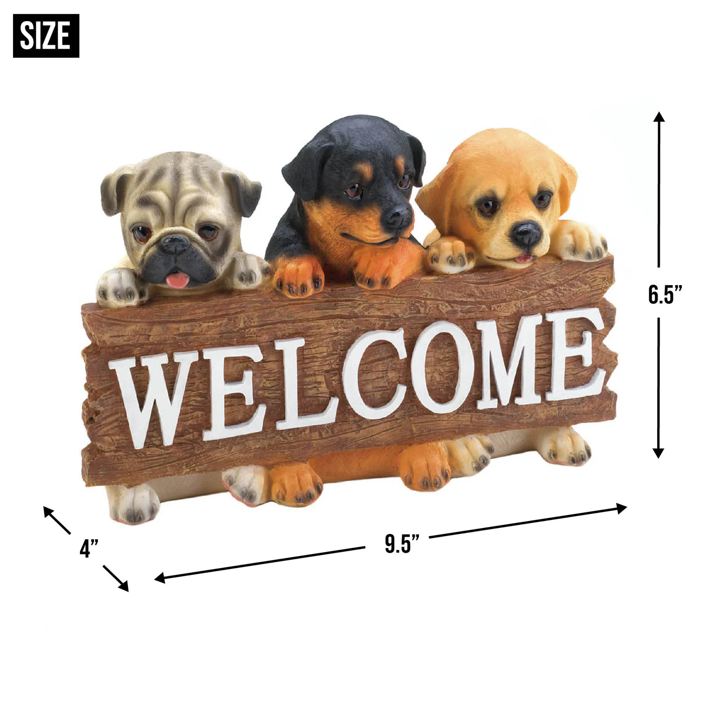 Puppy "Welcome" Sign Garden Figurine