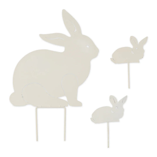 Iron Rabbit Family Garden Stakes