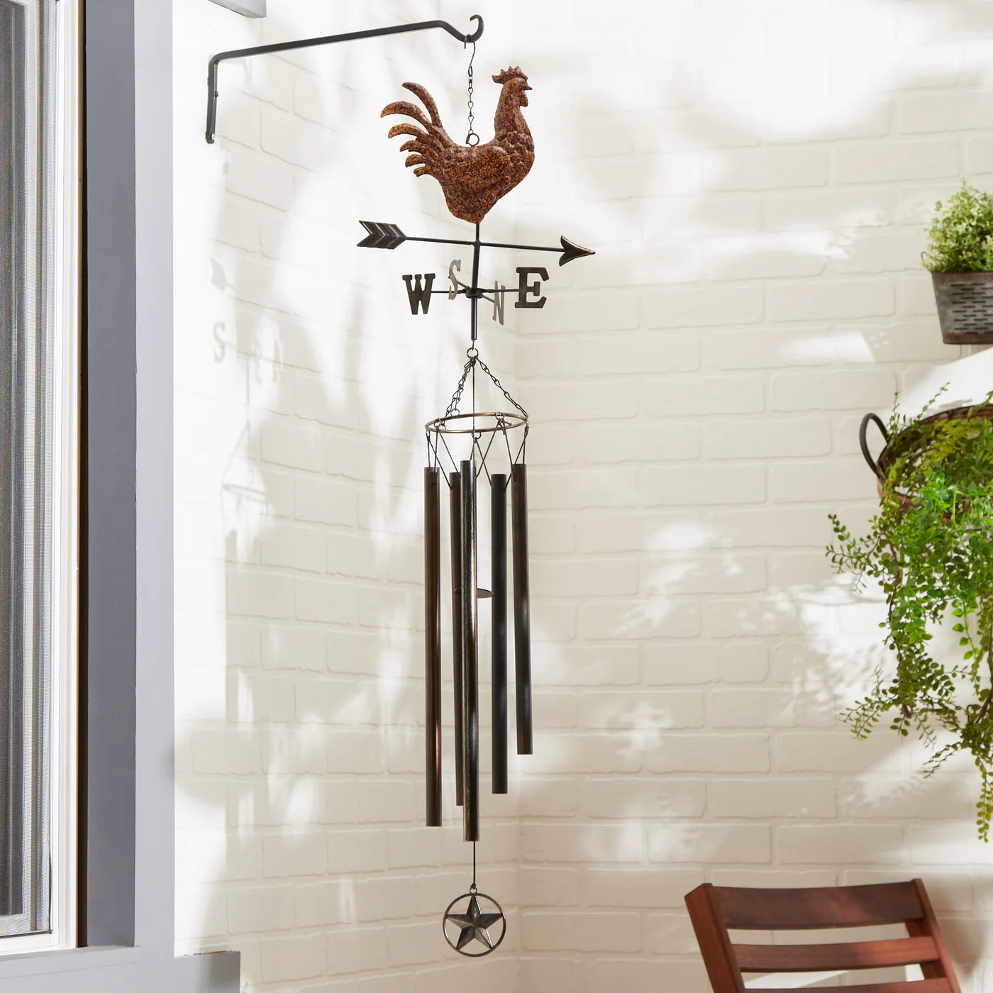 Copper Rooster Weathervane Wind Chime