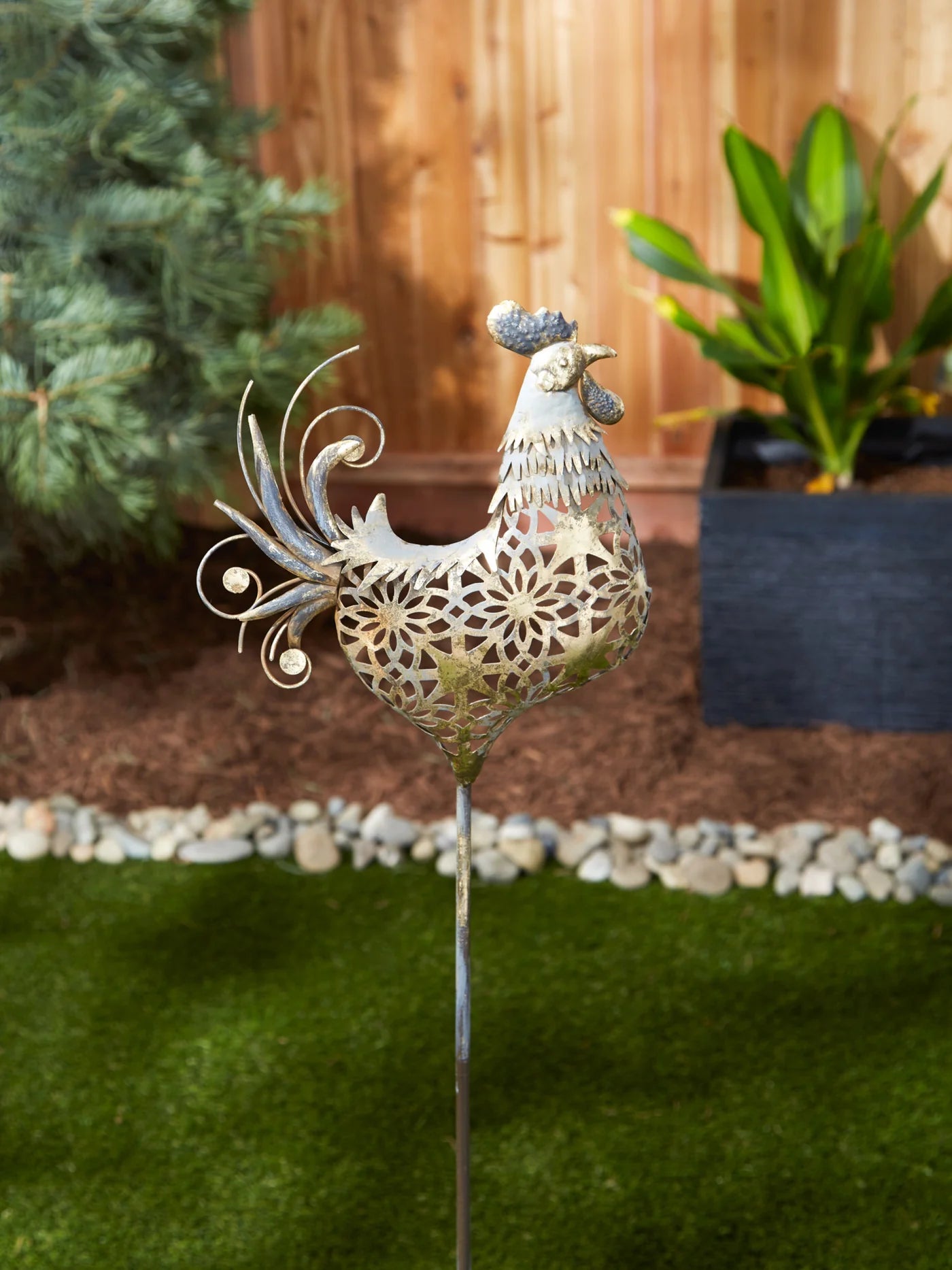 Iron Rooster Garden Stake