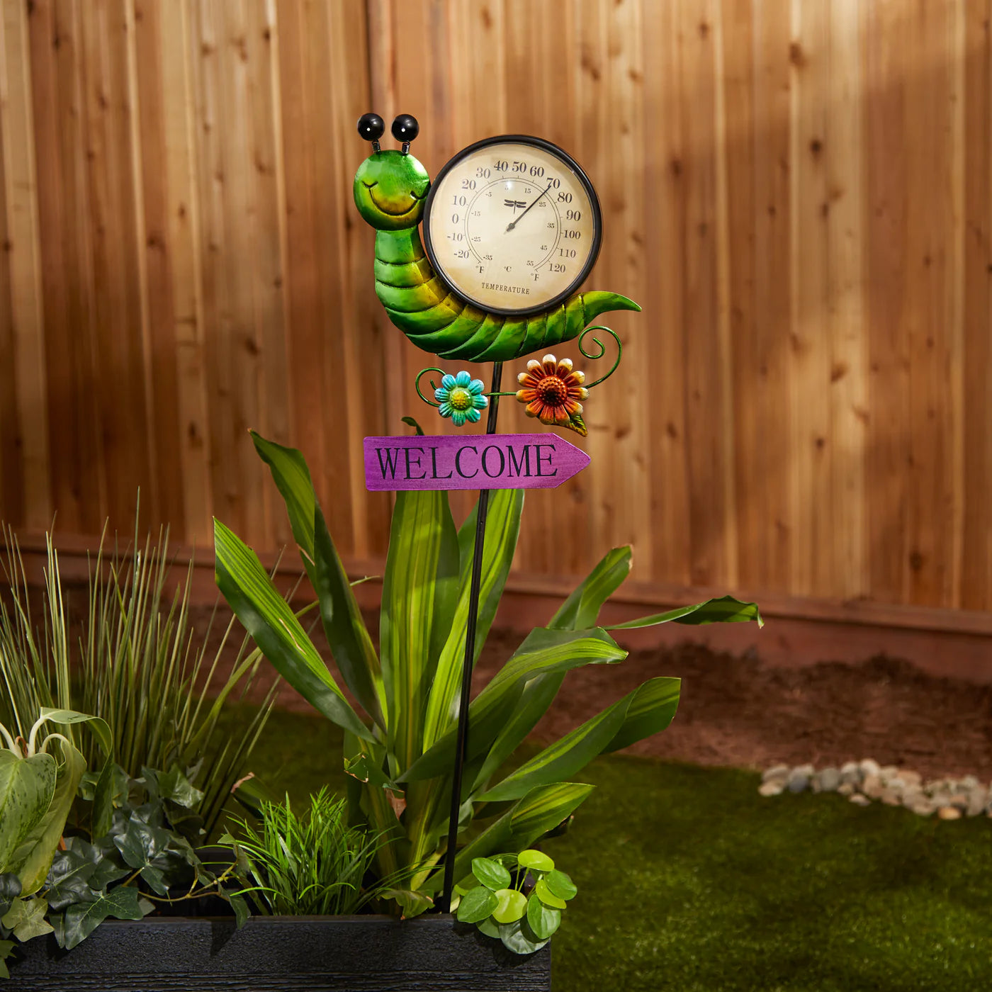 Iron Garden Snail Thermometer Garden Stake