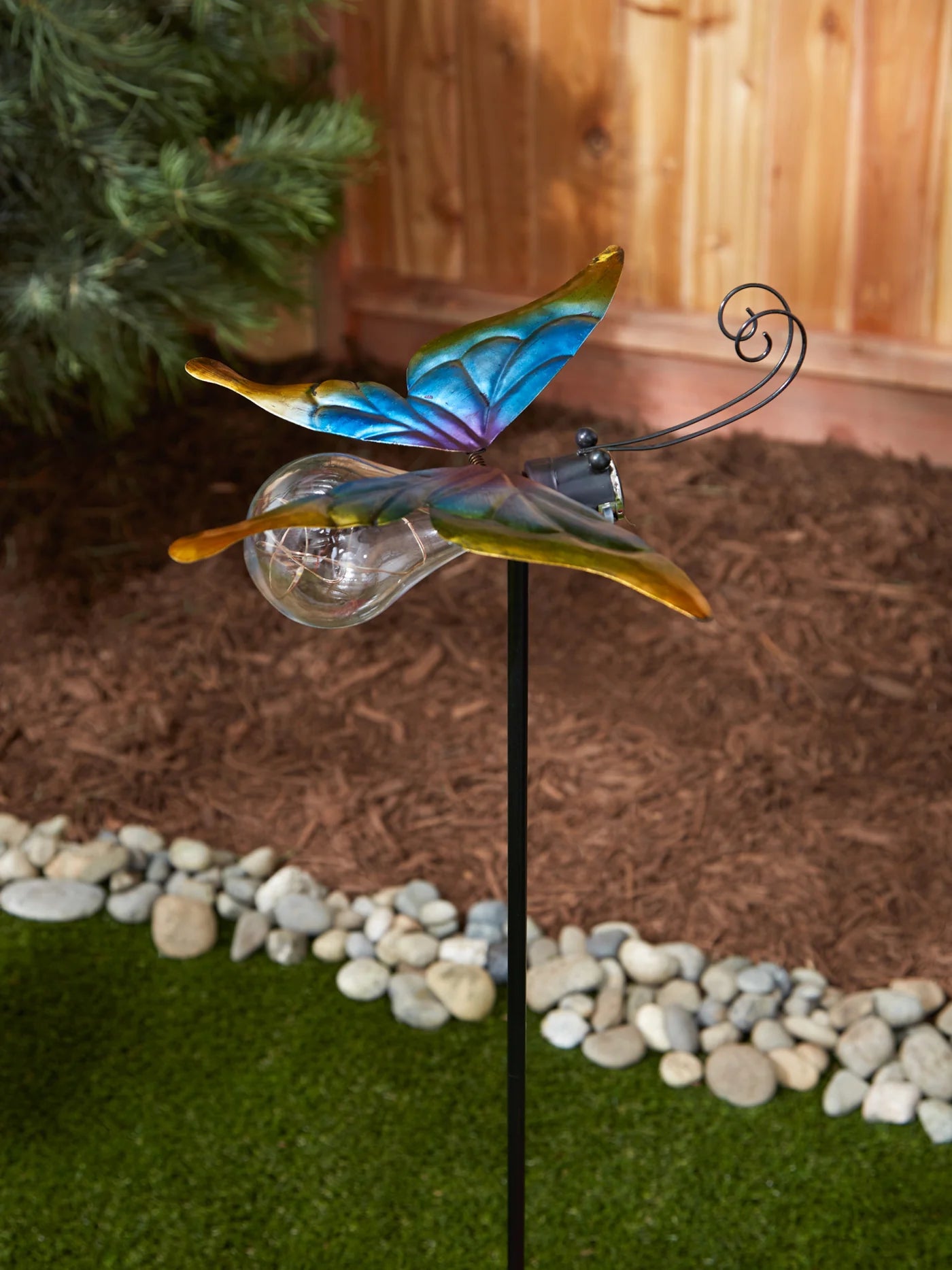 Iron Butterfly Glow Bug Solar Garden Stake