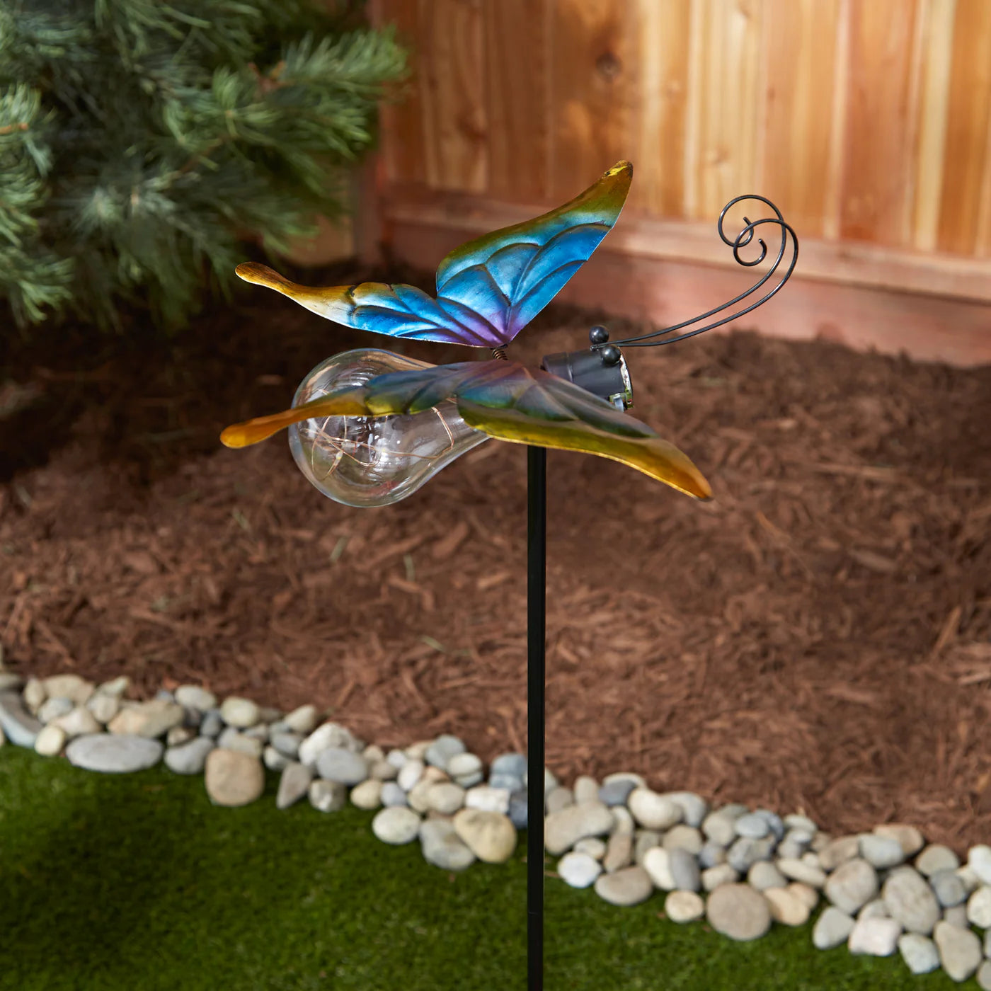 Iron Butterfly Glow Bug Solar Garden Stake