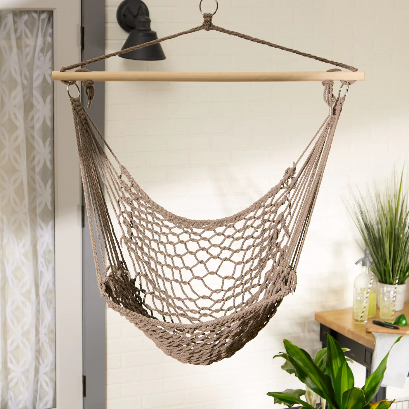 Stone Colored Cotton Hammock Chair