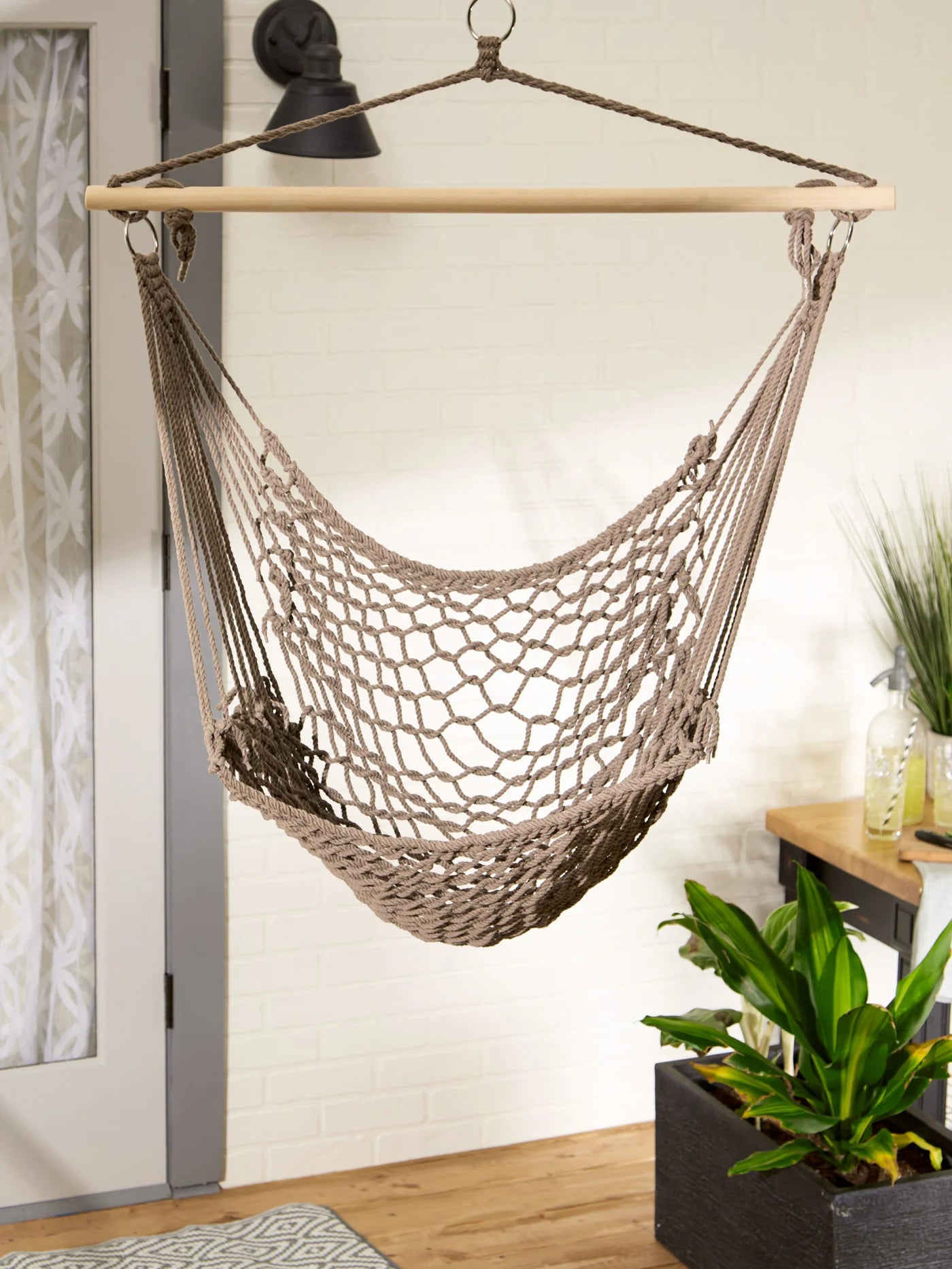 Stone Colored Cotton Hammock Chair