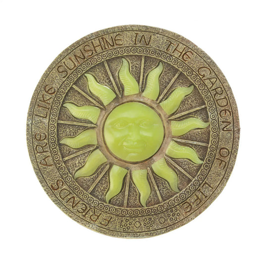 Brown Polyresin Bursting Sun Glow in the Dark Stepping Stone