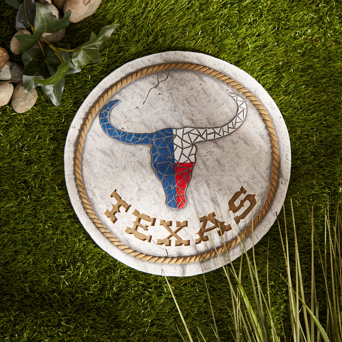 Cement Texas Proud Longhorn Flag Stepping Stone