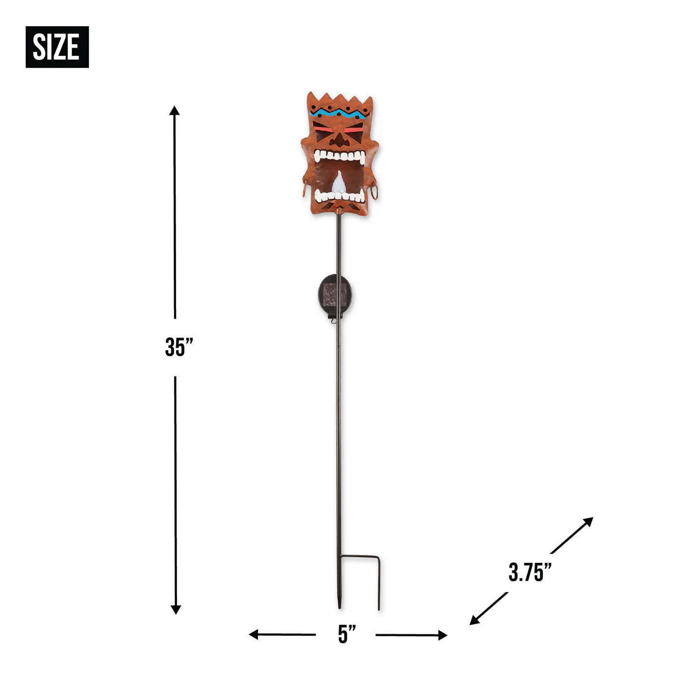 Iron Tiki-Kapakapa Solar Garden Stake