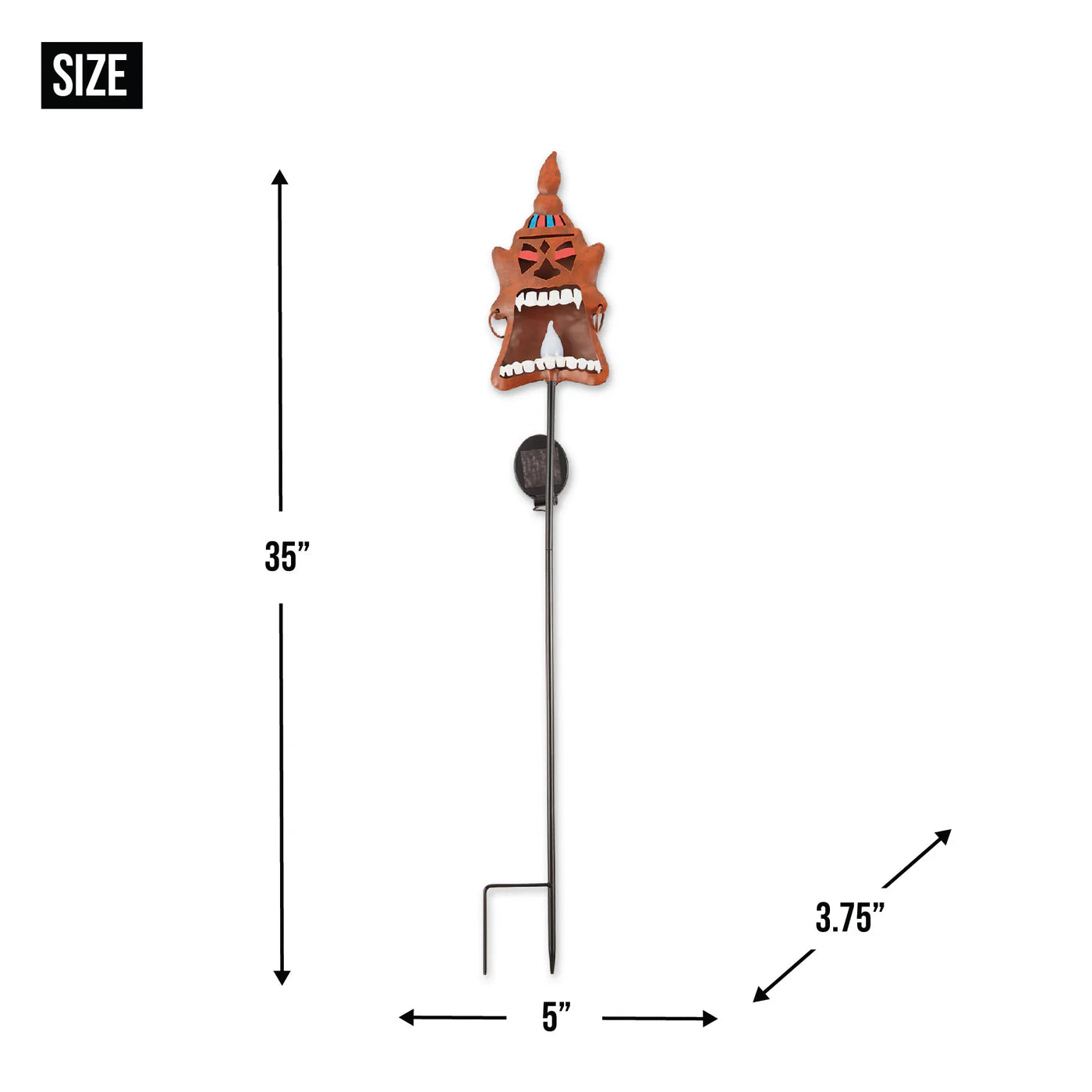 Iron Tiki-Tohua Solar Garden Stake