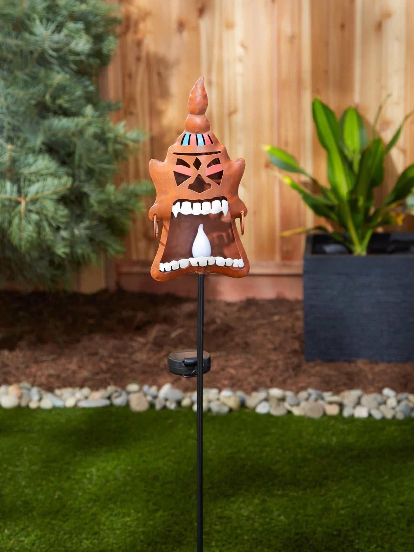 Iron Tiki-Tohua Solar Garden Stake