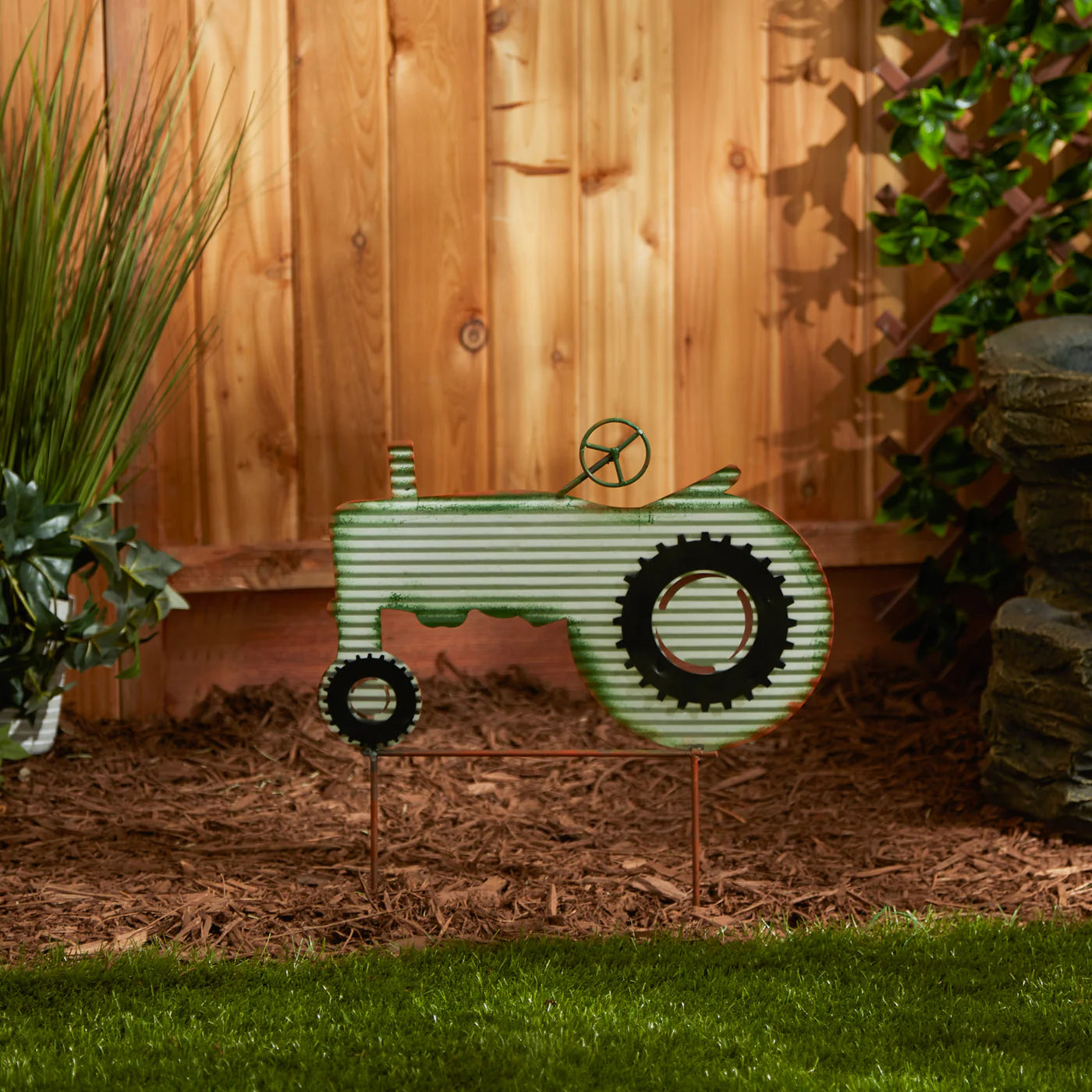 Iron Tractor Garden Stake