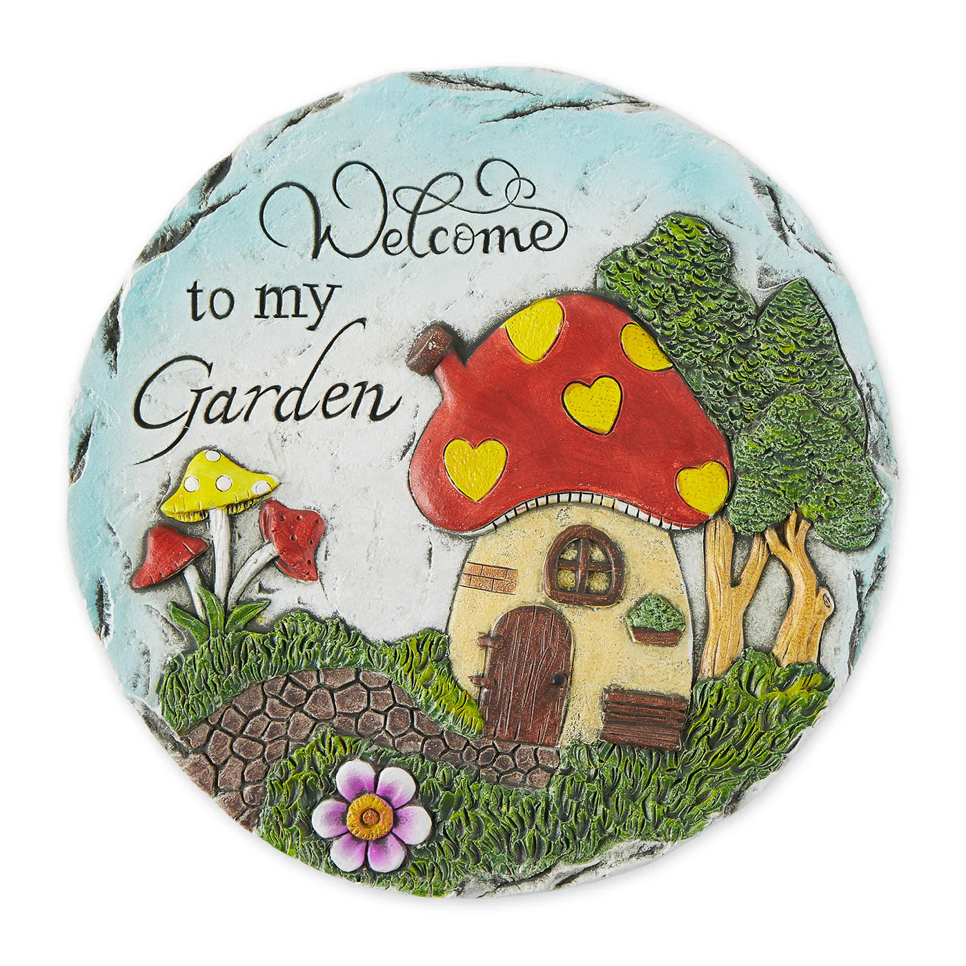 Cement "Welcome To My Garden" Mushroom Stepping Stone