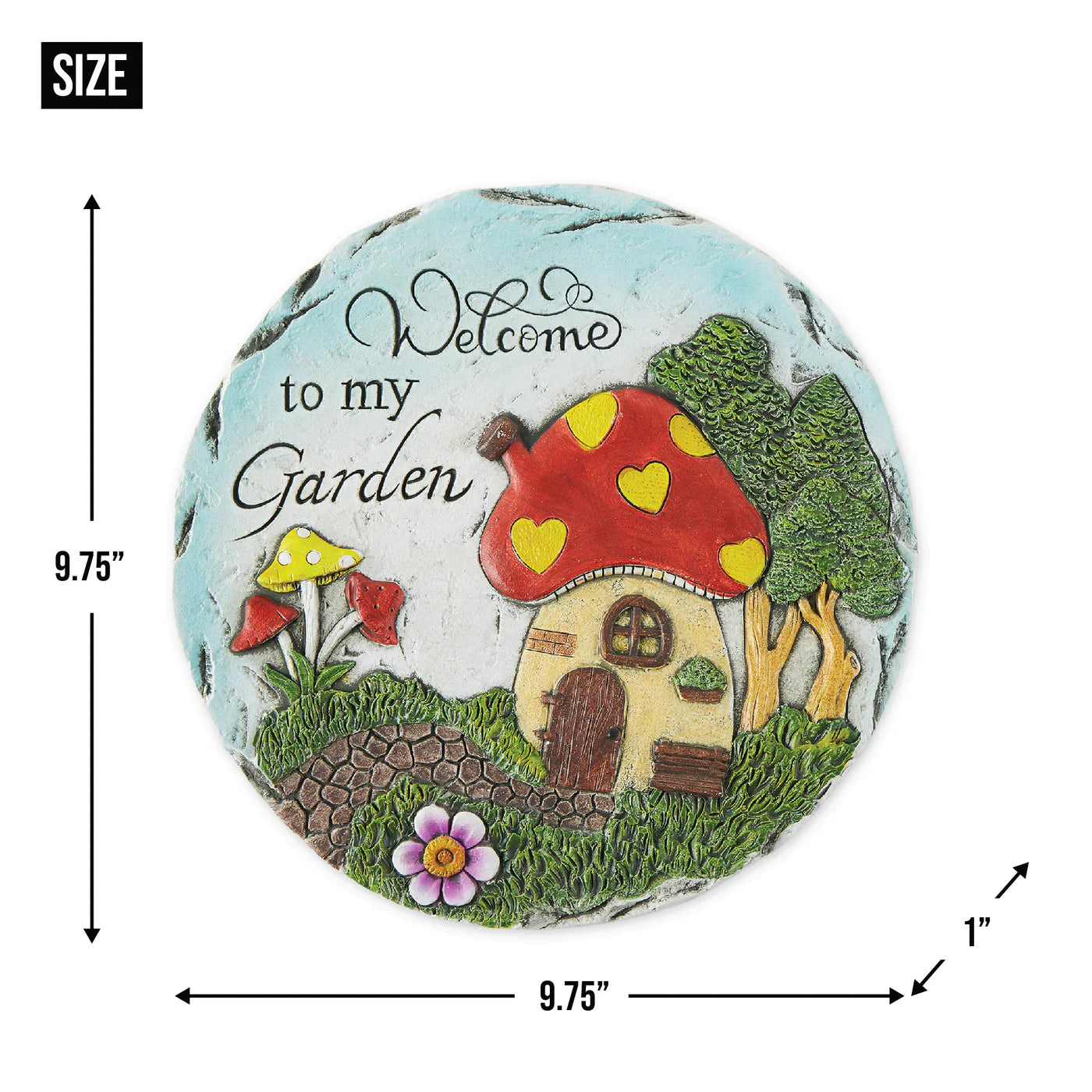 Cement "Welcome To My Garden" Mushroom Stepping Stone