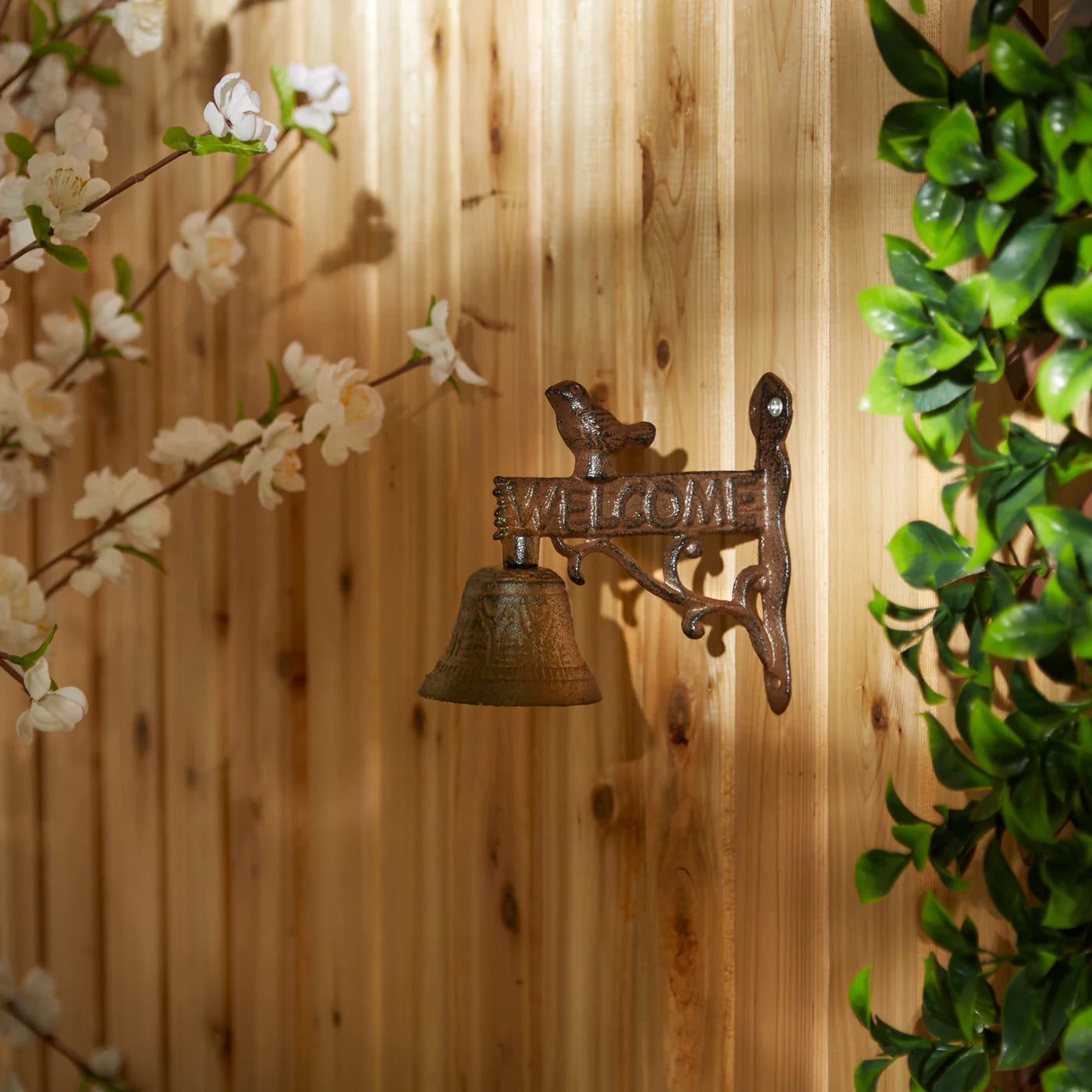 Welcome Sign with Bird Cast Iron Bell