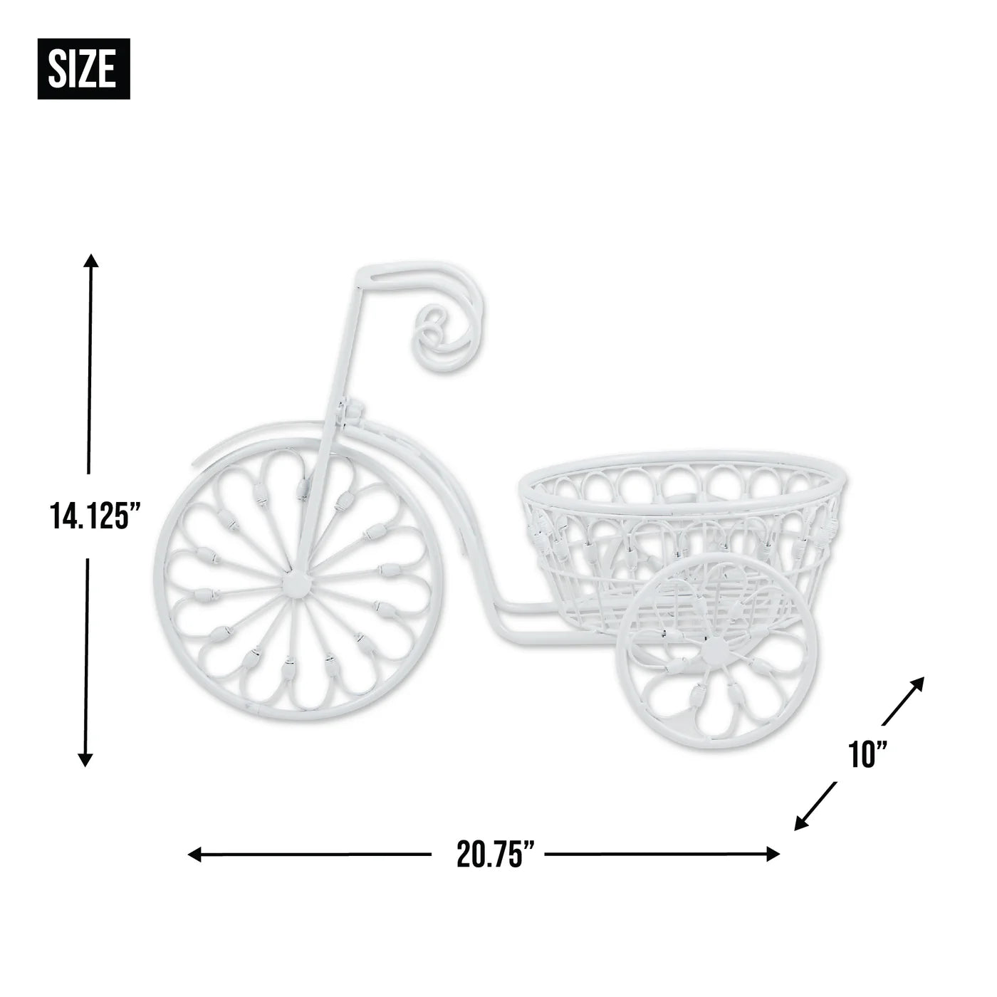 Iron White Bicycle Planter Stand