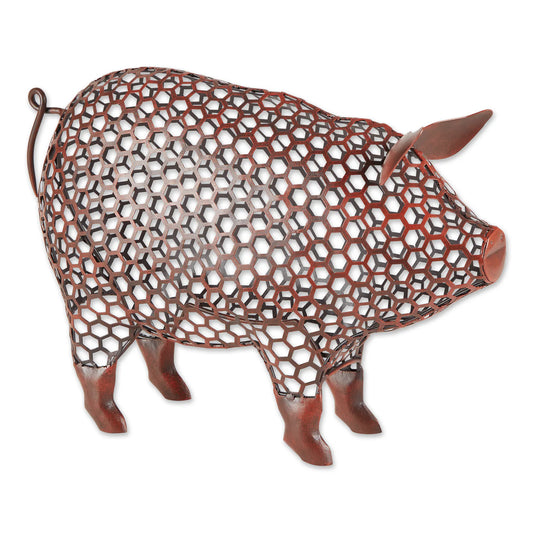 Iron Chicken Wire Pig Sculpture